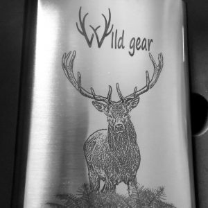 Red Front On Stainless Steel hipflask set